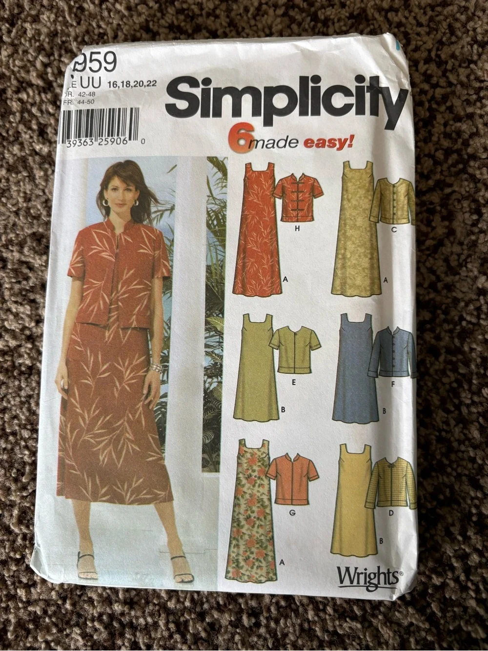Simplicity Pattern 5959 UU for Misses’ Dress and Jacket